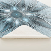 うれしそうな花抽象芸術ブルーグレーフローラフラクタル シェルパブランケット (3/4)