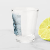 うれしそうな花抽象芸術ブルーグレーフローラフラクタル ショットグラス (右)