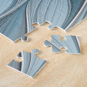 うれしそうな花抽象芸術ブルーグレーフローラフラクタル ジグソーパズル (側面)