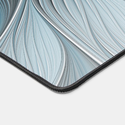 うれしそうな花抽象芸術ブルーグレーフローラフラクタル デスクマット (コーナー)