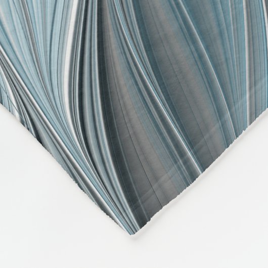 うれしそうな花抽象芸術ブルーグレーフローラフラクタル フリースブランケット (角)