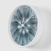 うれしそうな花抽象芸術ブルーグレーフローラフラクタル 壁時計 (傾斜)