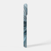 うれしそうな花抽象芸術ブルーグレーフローラフラクタル iPhone 15ケース (右側面)