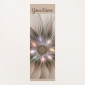 うれしそうな花抽象芸術ベージュブラウンフラクタル名 ヨガマット (正面)