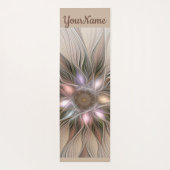 うれしそうな花抽象芸術ベージュブラウンフラクタル名 ヨガマット (裏面)