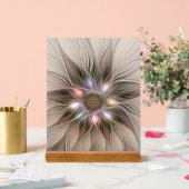 うれしそうな花抽象芸術ベージュブラウンフローラフラクタル アクリルサイン (ウェディング)