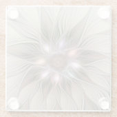 うれしそうな花抽象芸術ベージュブラウンフローラフラクタル ガラスコースター (裏面)