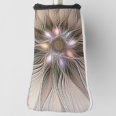 うれしそうな花抽象芸術ベージュブラウンフローラフラクタル ゴルフヘッドカバー (回転90)