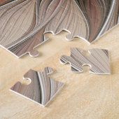 うれしそうな花抽象芸術ベージュブラウンフローラフラクタル ジグソーパズル (側面)