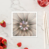 うれしそうな花抽象芸術ベージュブラウンフローラフラクタル スタンダードカクテルナプキン (インサイチュ)