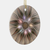 うれしそうな花抽象芸術ベージュブラウンフローラフラクタル セラミックオーナメント (右)