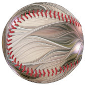 うれしそうな花抽象芸術ベージュブラウンフローラフラクタル ソフトボール (正面左)