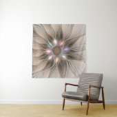 うれしそうな花抽象芸術ベージュブラウンフローラフラクタル タペストリー (インサイチュ(横))