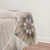 うれしそうな花抽象芸術ベージュブラウンフローラフラクタル テーブルクロス (インサイチュ)