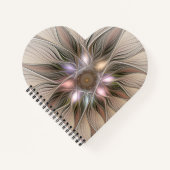 うれしそうな花抽象芸術ベージュブラウンフローラフラクタル ノートブック (正面)