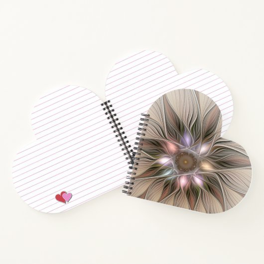 うれしそうな花抽象芸術ベージュブラウンフローラフラクタル ノートブック (内部)