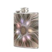 うれしそうな花抽象芸術ベージュブラウンフローラフラクタル フラスク (左)