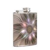 うれしそうな花抽象芸術ベージュブラウンフローラフラクタル フラスク (右)