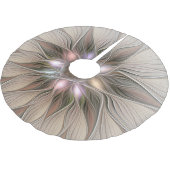 うれしそうな花抽象芸術ベージュブラウンフローラフラクタル ブラッシュドポリエステルツリースカート (アングル)