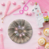 うれしそうな花抽象芸術ベージュブラウンフローラフラクタル ペーパープレート (パーティー)