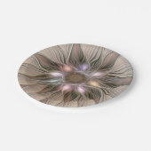 うれしそうな花抽象芸術ベージュブラウンフローラフラクタル ペーパープレート (アングル)