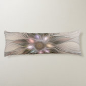 うれしそうな花抽象芸術ベージュブラウンフローラフラクタル ボディピロー (裏面)