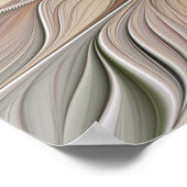 うれしそうな花抽象芸術ベージュブラウンフローラフラクタル ポスター (角)