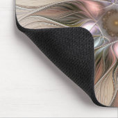 うれしそうな花抽象芸術ベージュブラウンフローラフラクタル マウスパッド (コーナー)