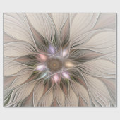 うれしそうな花抽象芸術ベージュブラウンフローラフラクタル ラッピングペーパー (フラット)