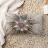 うれしそうな花抽象芸術ベージュブラウンフローラフラクタル ランバークッション (ブランケット)