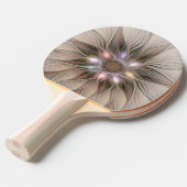 うれしそうな花抽象芸術ベージュブラウンフローラフラクタル 卓球ラケット (正面アングル)