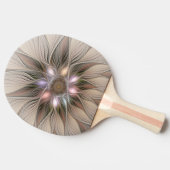 うれしそうな花抽象芸術ベージュブラウンフローラフラクタル 卓球ラケット (横)