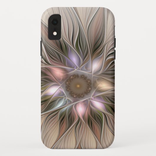 うれしそうな花抽象芸術ベージュブラウンフローラフラクタル Case-Mate iPhoneケース (裏面)