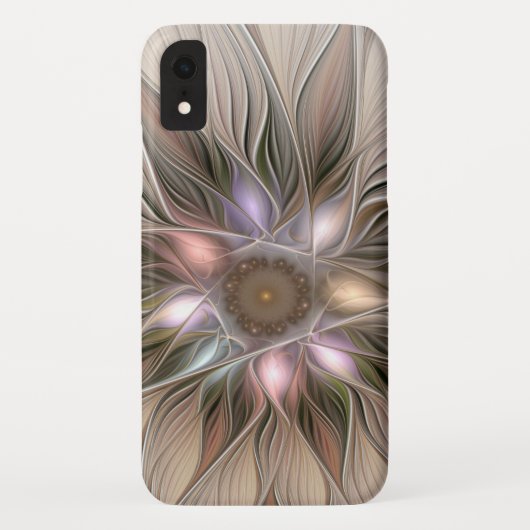 うれしそうな花抽象芸術ベージュブラウンフローラフラクタル Case-Mate iPhoneケース (裏面)