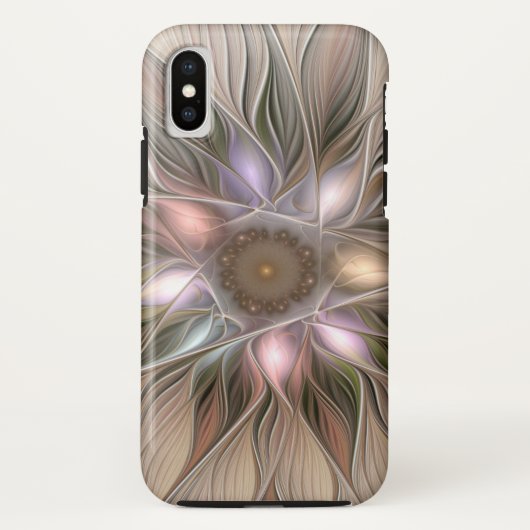 うれしそうな花抽象芸術ベージュブラウンフローラフラクタル Case-Mate iPhoneケース (裏面)