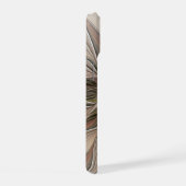 うれしそうな花抽象芸術ベージュブラウンフローラフラクタル iPhone 15ケース (右側面)