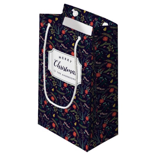 うれしそうな葉のパーソナライズされた休日 スモールペーパーバッグ (正面アングル)