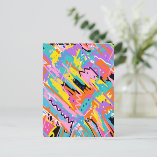 うれしそうな表現抽象芸術アート ポストカード (スタンド正面)