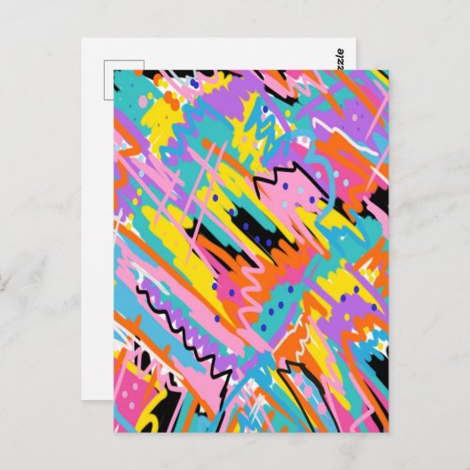 うれしそうな表現抽象芸術アート ポストカード (正面/裏面)
