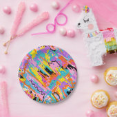 うれしそうな表現抽象芸術プリント ペーパープレート (パーティー)