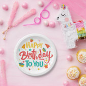 うれしそうな誕生日紙プレート ペーパープレート (パーティー)