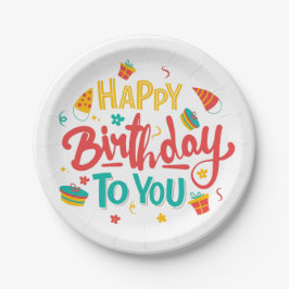 うれしそうな誕生日紙プレート ペーパープレート