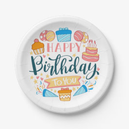 うれしそうな誕生日紙プレート ペーパープレート