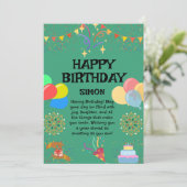 うれしそうな誕生祝い 招待状 (スタンド正面)