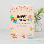 うれしそうな誕生祝い 招待状 (スタンド正面)