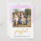 うれしそうな赤面ピンク金ゴールドグリッター紙吹雪クリスマス シーズンカード (正面)