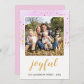 うれしそうな赤面ピンク金ゴールドグリッター紙吹雪クリスマス シーズンカード (正面/裏面)