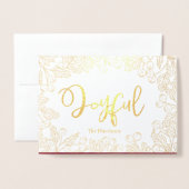 うれしそうな金ゴールドの果実ブルゴーニュのクリスマスフォト 箔カード (封筒付き正面)