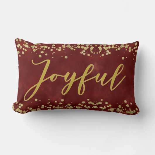 うれしそうな金ゴールドグリッターホリディピロー ランバークッション (正面)