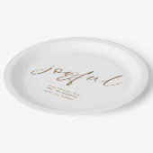 うれしそうな金ゴールドスクリプト名メリークリスマスホワイト ペーパープレート (アングル)